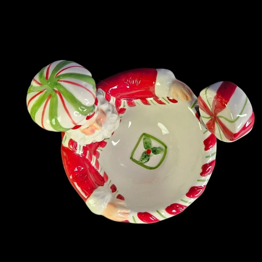 Spode Christmas Tree Peppermint Santa Dip Bowl With‎ Spreader in Gift Box READ